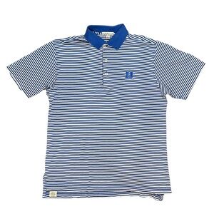 Peter Millar Duke University Blue Devils Short Sleeve Polo Stripes EUC S